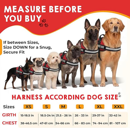 Service Dog Vest + ID Tag + 50 ADA Information Cards - Service Dog Harness w Patch in Sizes X Small to XX Large, Metal Dog Tag has Durable Clip, Service Animal Information Cards. ESA Accessory Set