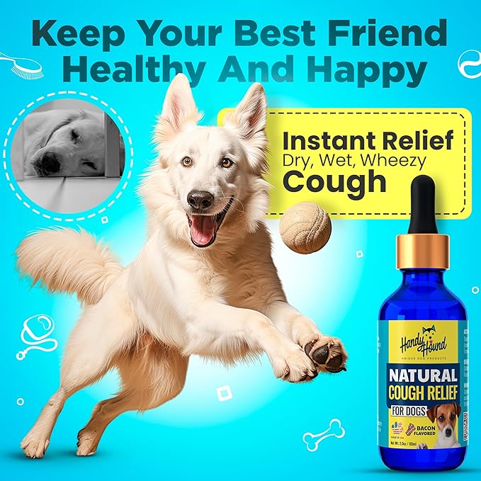 Handy Hound Dog Cough Medicine – Kennel Cough Treatment for Dogs – Manuka Honey Supplement for Dog Cough Relief, Mucus & Throat Soothing – Natural Herbal Formula – Made in USA (2 oz)