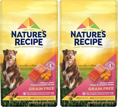 Natureâ€²s Recipe Grain Free Salmon, Sweet Potato & Pumpkin Recipe Dry Dog Food, 4 lb. Bag (Pack of 2)