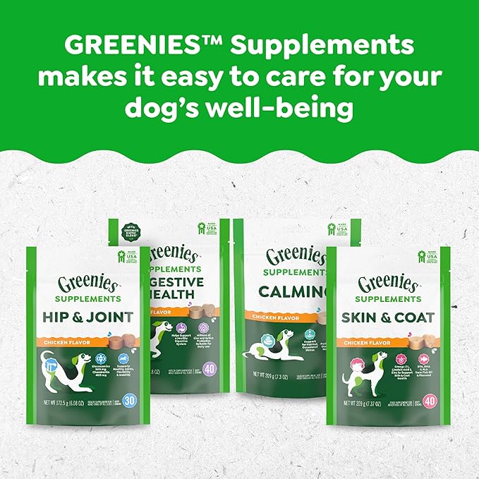 Greenies Dog Supplements 8-in-1 Multi-Benefit Dog Vitamins and Supplements Chicken Flavor, 7.76 oz. Pouch, 40 Count