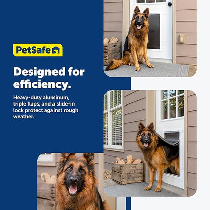 PetSafe Extreme Weather Aluminum Pet Door - Energy-Saving Thermal Barrier Pet Flap with Slide-in Door Locking & Secure Flap Cover - for Dogs Up to 220 Lb - Extra Large