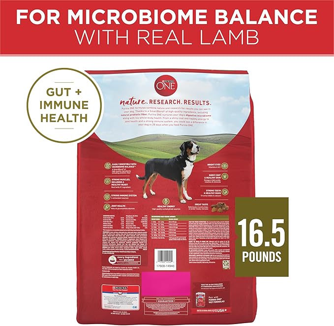 Purina ONE Dry Dog Food Lamb and Rice Formula - 16.5 lb. Bag