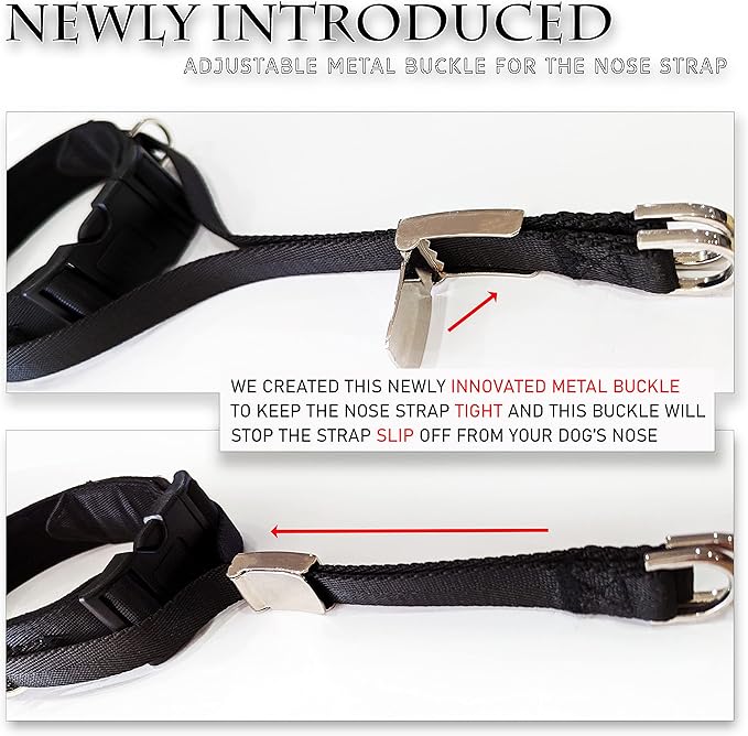 PetsProMax - Dog Headcollar for Pulling and Reactive Dogs; Behind Head Dog Leash Hook Lets You Walk Peacefully; Instantly Stops Your Dog Pulling. Dogs No-Pull Training Collar for Large Dogs. Red (S)