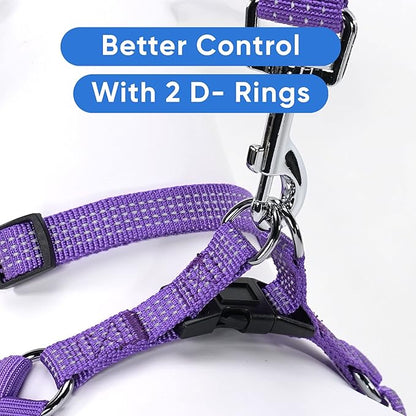 Pawtitas Reflective Step-in Dog Harness – Adjustable No-Pull Vest for Puppies to Seniors, Safe & Comfortable, XS Purple