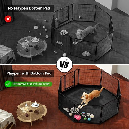 PJYuCien Dog Playpen Bottom Pad(Only Bottom Pad, No Playpen)- Stabilize the Dog Play Pen, Easy to Clean and Waterproof, Fits Most 8 Panels 24 Inch Width Metal Dog Fence Octagonal Dog Playpen