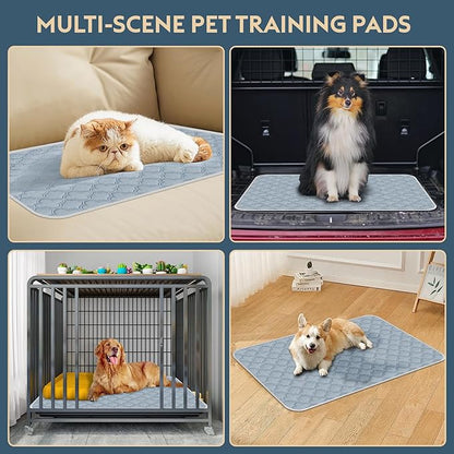 FunFurry Washable Pee Pads for Dogs - 4 Pack Reusable Pee Pads，Waterproof Puppy Pads，Pet Training Pads，Super Absorbent with Dog Paw Shape Non-Slip Backing (Light Grey, 18" X 24" - 4 Pack)