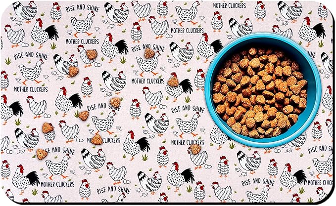Dog Food Mats for Floors Waterproof Mat for Cat Food and Water Bowls - Absorbent Quick Dry Non Slip Mat for Pet Feeding