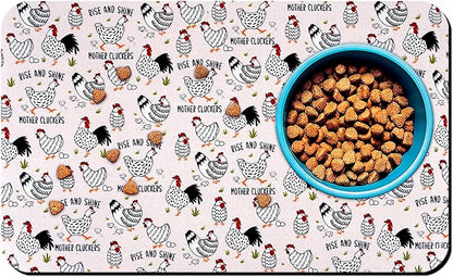 Dog Food Mats for Floors Waterproof Mat for Cat Food and Water Bowls - Absorbent Quick Dry Non Slip Mat for Pet Feeding