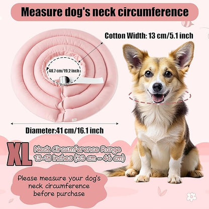 Soft Dog Cone Collar - Adjustable Recovery Cone for Large Dogs After Surgery to Stop Licking, Waterproof Elizabethan Protective Neck Donut Collar Alternative for Pet (Pink, XL)