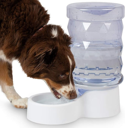 PetFusion H2O Gravity Pet Water Dispenser. Durable 2.5 Gallon Waterer Feeder. Automatic Station for Cats & Small, Medium, Large Dogs, Transparent