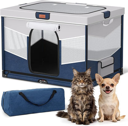 LOOBANI Foldable Dog Playpen for Small Dogs–Sturdy Puppy Playpen Indoor Outdoor with Full-Zip Washable Fabric Enclosure, 690D Waterproof Oxford Fabric, Portable Pet Crate with Carry Bag,32''x24''x22''