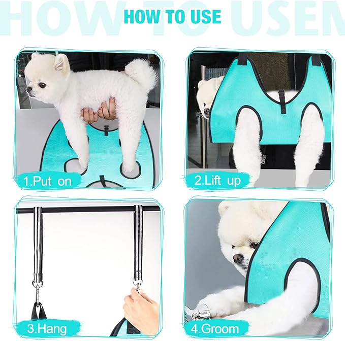 ATESON Dog Grooming Hammock - Upgrade Pet Grooming Harness for Nail Trimming (S 30lb), Dog Sling for Nail Clipping, Dog Hanging Holder Hanger for Cutting Nail with Nail Clippers