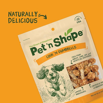 Pet 'n Shape Chik 'n Rice Dumbbells - Natural Dog Treats, Chicken, 1 Pound