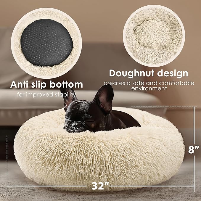 Dog Beds Large Sized Dog and Cats, 32in Pet Beds for Large Pet, Washable Indestructible Extra Large (Light Brown)