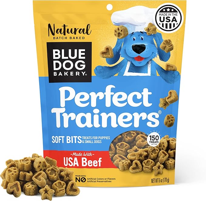 Blue Dog Bakery Perfect Trainers, Mini Dog Training Treats, Soft & Chewy, Made w/USA Beef, Healthy Treats, All Natural, Extra Small, 6 oz (Pack of 1)
