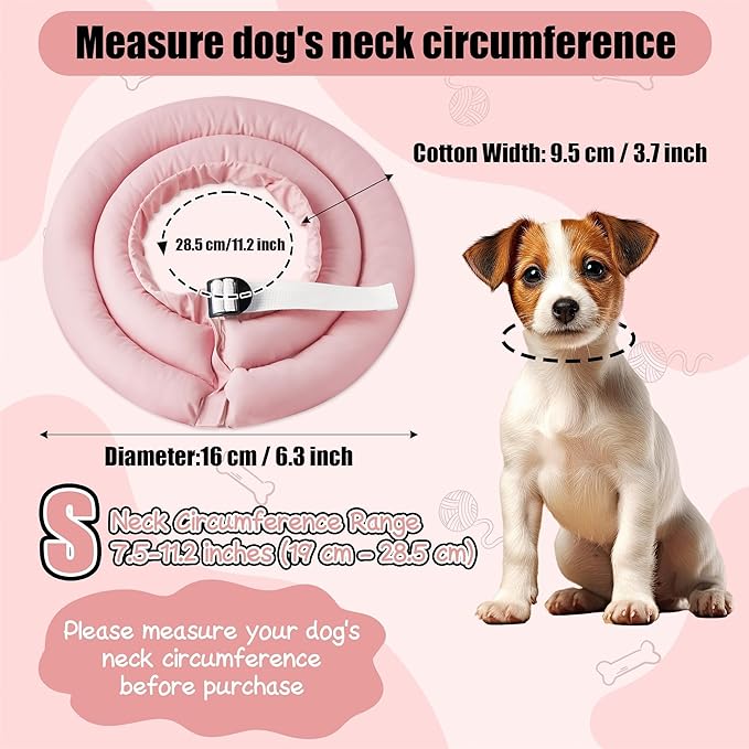Soft Dog Cone Collar - Adjustable Recovery Cone for Small Dogs After Surgery to Stop Licking, Waterproof Elizabethan Protective Neck Donut Collar Alternative for Pet Cat Puppy (Pink, S)