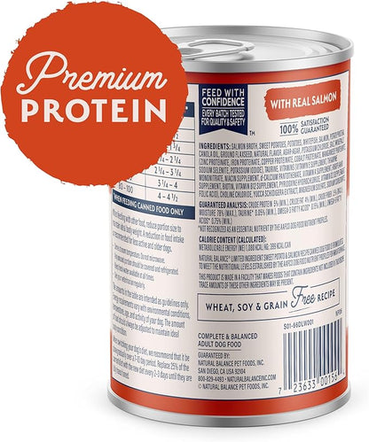 Natural Balance Limited Ingredient Adult Grain-Free Wet Canned Dog Food, Sweet Potato & Salmon Recipe, 13 Ounce (Pack of 12)