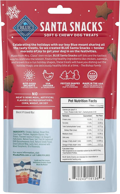 Blue Buffalo Santa Snacks Soft-Moist Dog Bits for Training, Chicken, 4.5-oz Bag