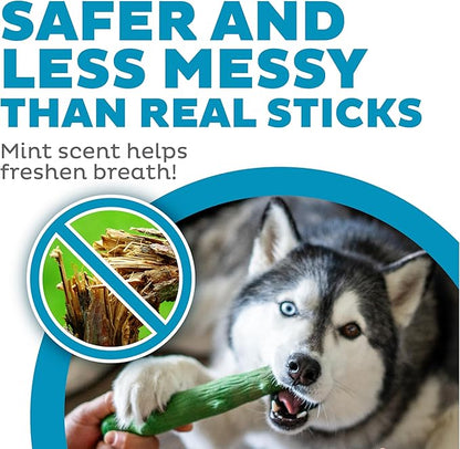 Pupstages by Petstages Dogwood Breath Dog Chew Toy – Real-Wood Blend, Moderate Chewers, Large, 8", 2-Pack (Natural & Mint Flavors)