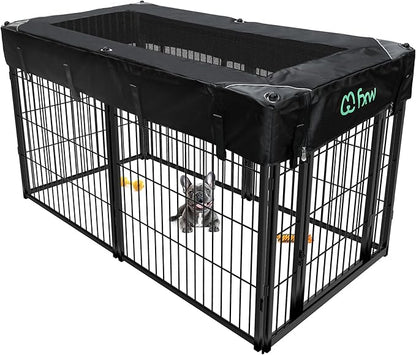 FXW Homeplus Indoor Dog Playpen with Rectangle Mesh Top Cover for Escape Prevention, 32 Inch 6 Panels Heavy Duty Dog Pen for Small and Medium Dogs, Black│Patented