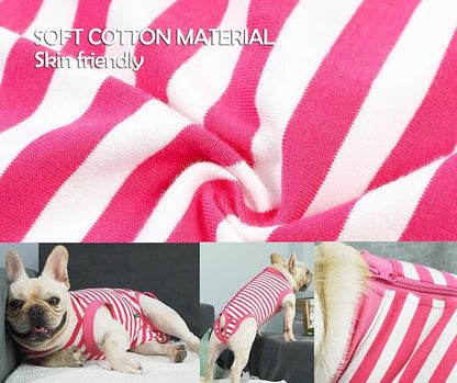 Dog Recovery Suit Post Surgery Shirt for Puppy,Small Female Spay Wound Protective Suit,Pink XS