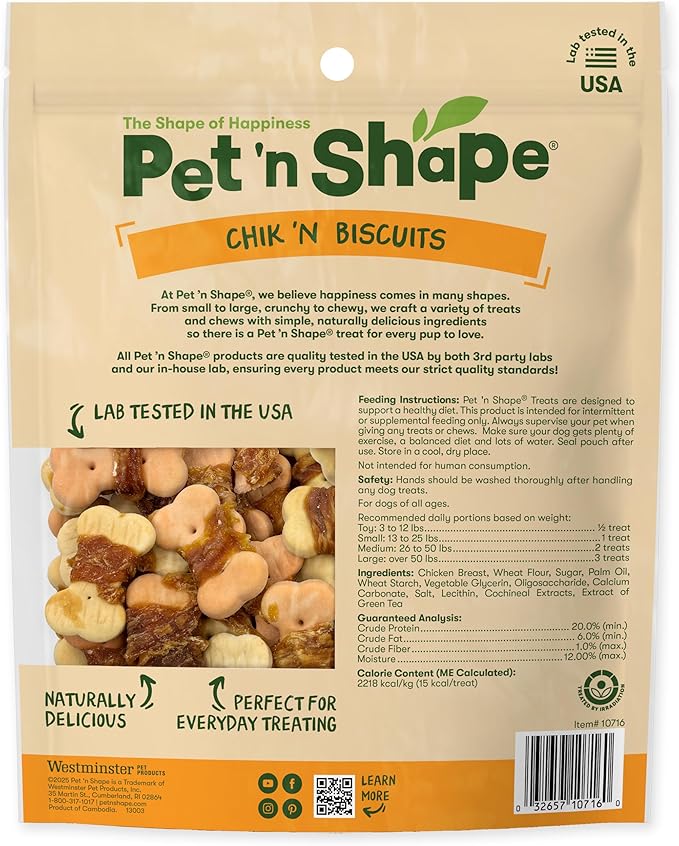 Pet 'n Shape Chik 'n Wrapped Biscuits – Jerky Dog Treats - 1 Pound