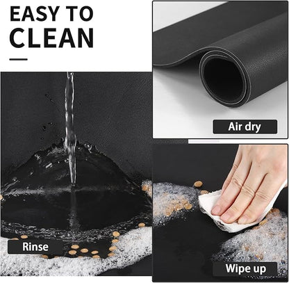 HotLive Dog Food Mat - Absorbent Cat Mat for Food and Water, No Stains Pet Feeding Bowl Mat, Easy to Clean Pet Placemats, Quick Dry Dog Water Dispenser Mat for Messy Drinkers | Black 12"x 19"