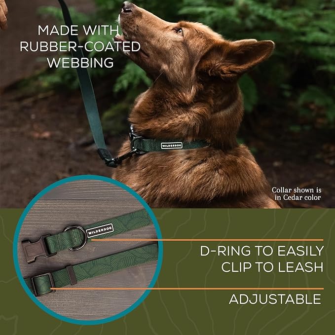 Wilderdog Waterproof Dog Collar - Repels Water & Dirt - Large 17"-24" - Cedar