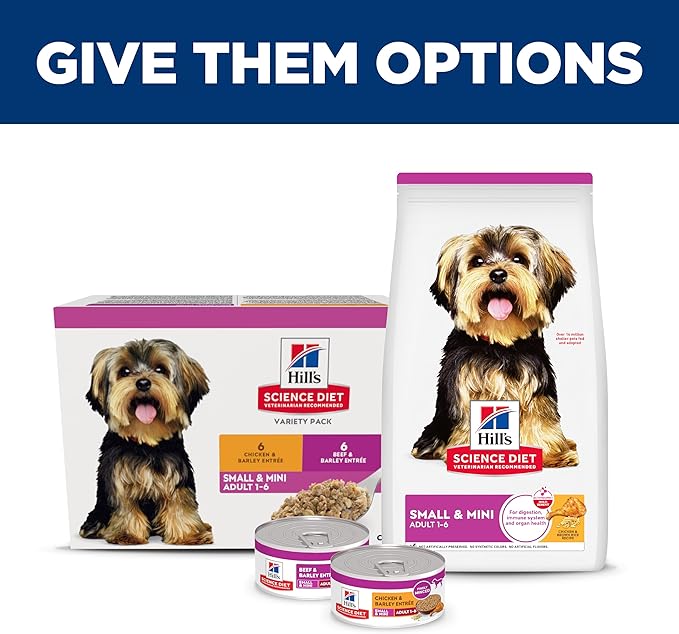 Hill's Science Diet Adult 1-6 Small & Mini Wet Dog Food, Beef & Barley Entrée, 5.8 oz. Cans, 12-Pack