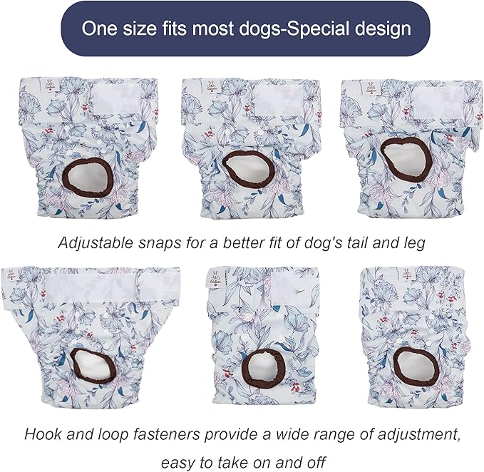 CuteBone Dog Diapers Female Washable Small Medium Large 3 Pack Reusable Doggie Diapers Puppy Period Pants for Doggy Heat Cycle Peeing