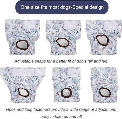 CuteBone Dog Diapers Female Washable Small Medium Large 3 Pack Reusable Doggie Diapers Puppy Period Pants for Doggy Heat Cycle Peeing