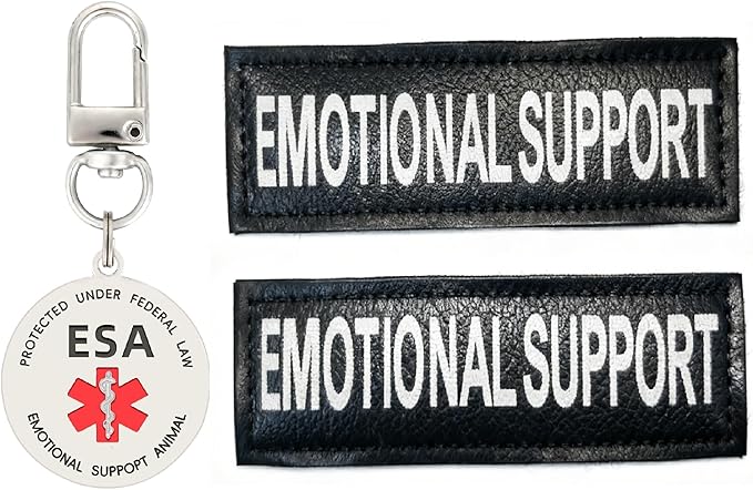 Emotional Support Dog Patches 2 pcs, Emotional Animal ESA ID Tag, Easily Attach to Collar, Harness (M)