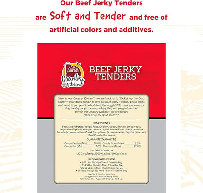 Country Kitchen Beef Jerky Tender Dog Treats, Made with Real Beef, High Protein, Low Fat, No Artificial Colors, 16 oz