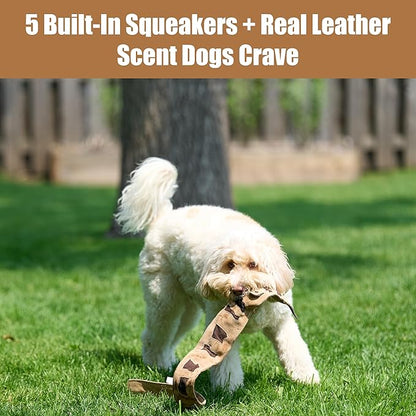 SPOT Skinneeez Leather Snake – 36" Stuffing-Free Dog Toy with Real Leather & 5 Squeakers, Tug Toy for Light to Moderate Chewers, Ideal for Large & XL Dogs