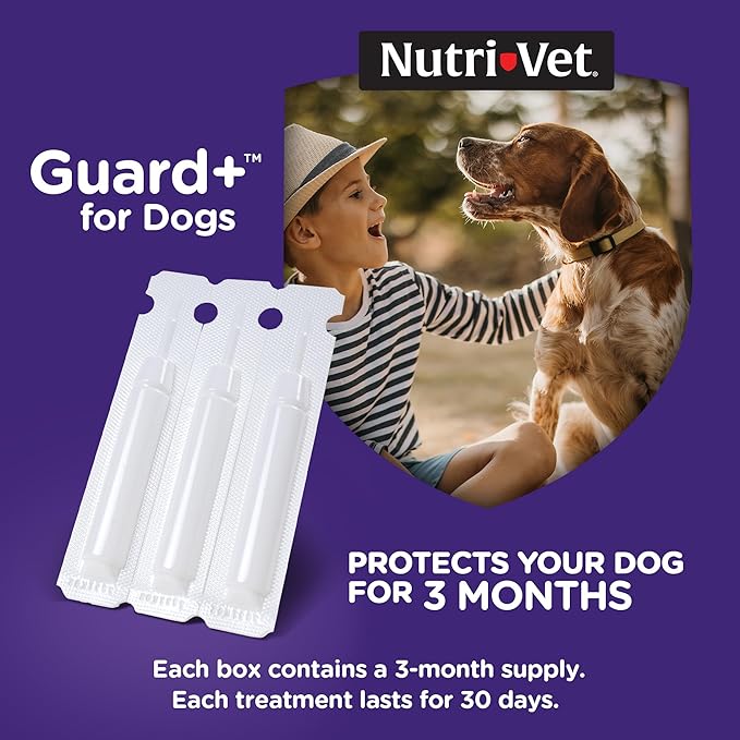 Nutri-Vet Guard+ for Dogs - Flea & Tick Prevention Treatment for Dogs 23-44 lbs. - Waterproof Topical- 90 Days of Protection - 3 Monthly Doses