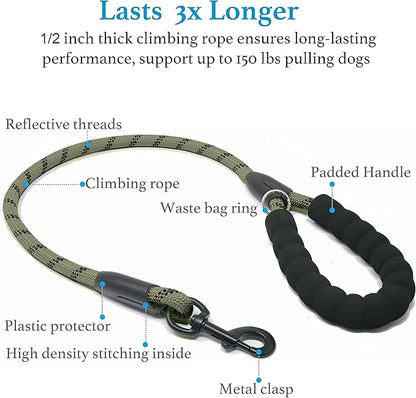 iYoShop Dual Dog Leash - 360° Swivel, No Tangle Walking Leash with Shock Absorbing Bungee for Two Dogs (Medium, 8-35 lbs, Military Green)