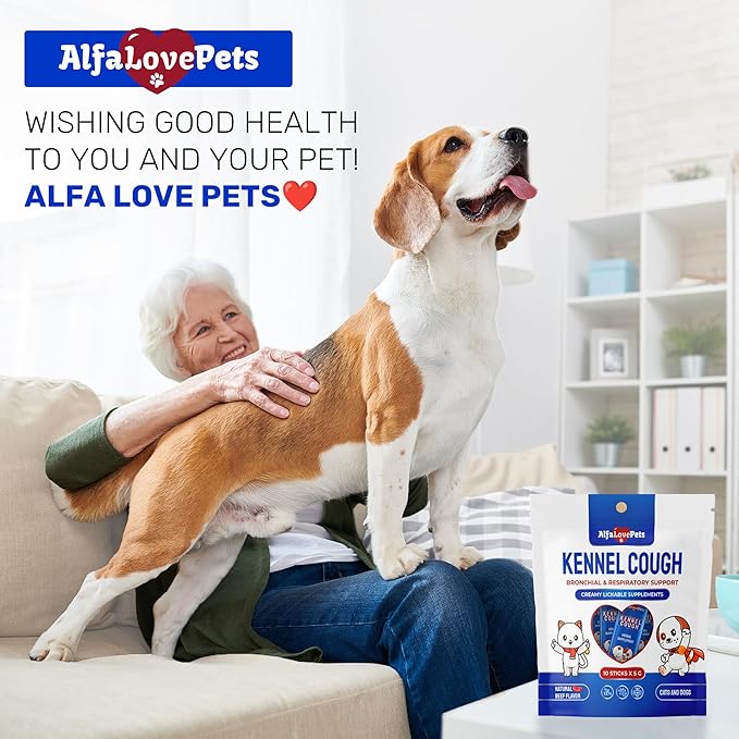 Kennel Cough Medicine for Dogs & Cats to Help with Sneezing, Allergies, Runny Nose – Squeezable and Lickable Dog Cough Medicine to Aid with Easy Breathing – Travel-Friendly 10-Sticks Pack 5 g Each