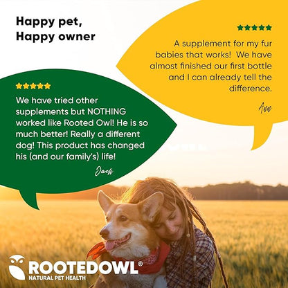 Rooted Owl Joint and Muscle Support for Cats and Small Dogs (Under 30 Lbs) - Supplement with UC-II Type II Collagen and L-Carnitine - 30 Count