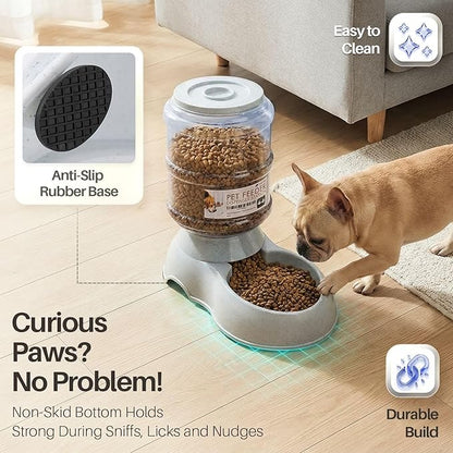 Flexzion Gravity Pet Feeder Food Dispenser (4-6 lb Size) for Dogs Cats Automatic Replenish Dry Food Storage Container Bowl for Small Medium Breed Dog Cat Animal Feeding Watering Fountain Supplies