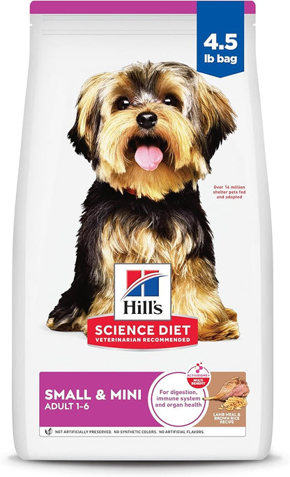 Hill's Science Diet Adult 1-6 Small & Mini Dry Dog Food, Lamb Meal & Brown Rice, 4.5 lb. Bag