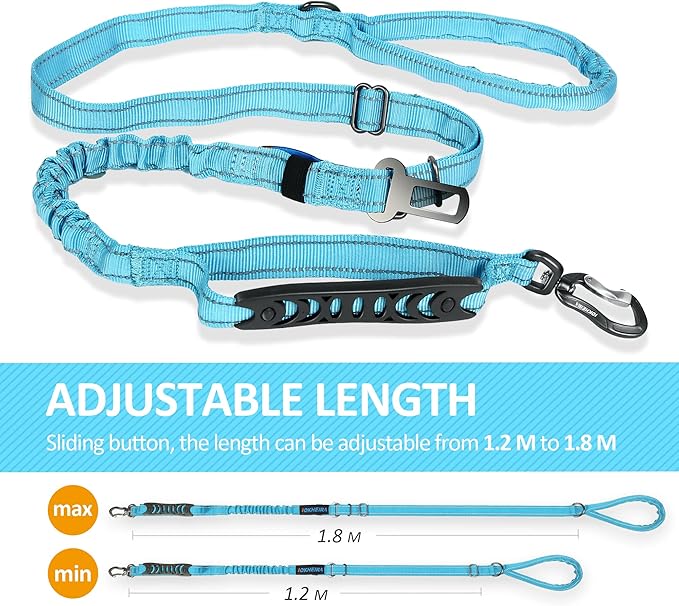 IOKHEIRA Multifunctional Dog Leash - Red Adjustable, 4-6 FT Strong Bungee for Medium & Large Dogs