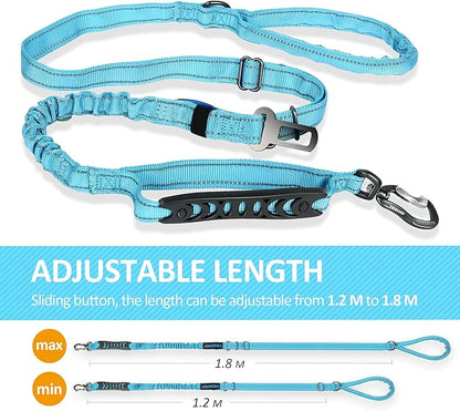 IOKHEIRA Multifunctional Dog Leash - Red Adjustable, 4-6 FT Strong Bungee for Medium & Large Dogs