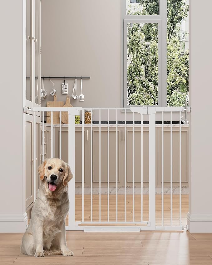 Cumbor 51.5" Wide Standard Tall Baby Gate & Cumbor 51.5" Wide 36" Extra Tall Dog Gate, Durable Child Gate for Stairs, Doorways, Easy Walk Thru Dog Gate for House for Doorways