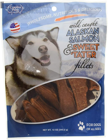 Carolina Prime Pet 45106 Salmon And Sweet Tater Fillets Treat For Dogs ( 1 Pouch), One Size , 12 Ounce (Pack of 1)
