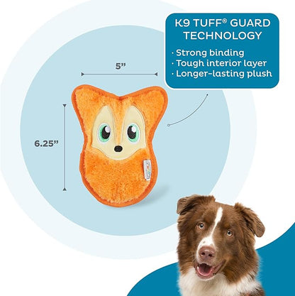 Outward Hound Durablez Minis – Squeaky Plush Dog Toy, No Stuffing for Less Mess, Interactive & Tough, Jumbo Squeaker, Puppies & Small Dogs, Fox, 6.3"