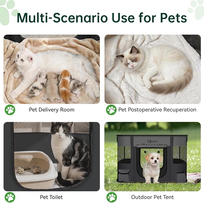Dog Playpen,Cat Pet Puppy Pen,Portable Playpens for Dogs Indoor Outdoor Travel Camping Use,Foldable Dog Kennel Tent Crate for Rabbit Small Animals with Carrying Case (Dark Grey, Small)