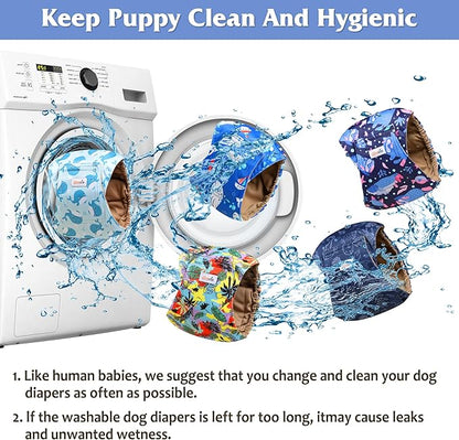 5 Pack Dog Diapers Male Reusable, Premium Belly Bands for Male Dogs, High Absorbing Dog Pee Wraps for Doggie in Incontinence or Excitable Urination and Training Hawaii XXL