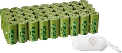Amazon Basics Premium Leak Proof Dog Poop Bags with Dispenser and Leash Clip, Cucumber Scented, 13" x 9", 540 Count (36 Rolls of 15)