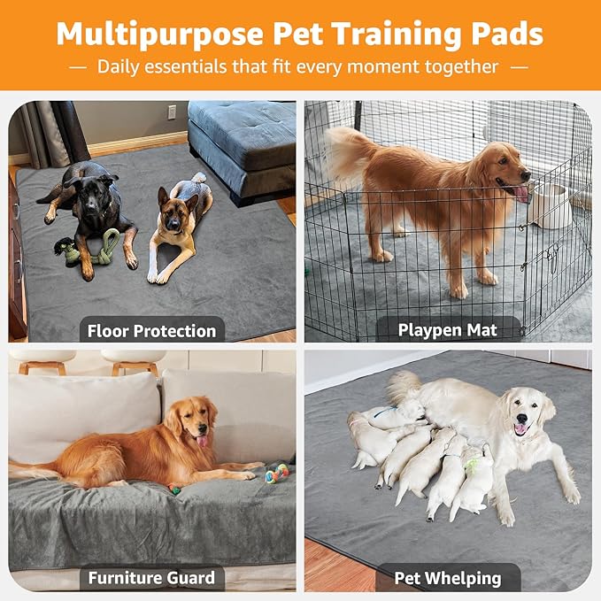 Washable Dog Pee Pads 36x72 2Pack Reusable Whelping Pads, Absorb Dog Mats Non-Slip Puppy Training Pads for Whelping, Potty, Training, Playpen, Crate