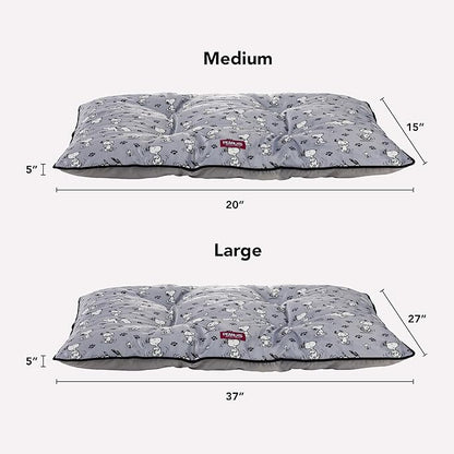 Berkshire Peanuts® Square Dog Bed, Suedemink Fleece Pet Mat with Waterproof & Non-Slip Bottom, Soft Plush Dog Mat for Crate, Couch, or Floor, Machine Washable(Poses & Paws Chateau Grey, Medium)
